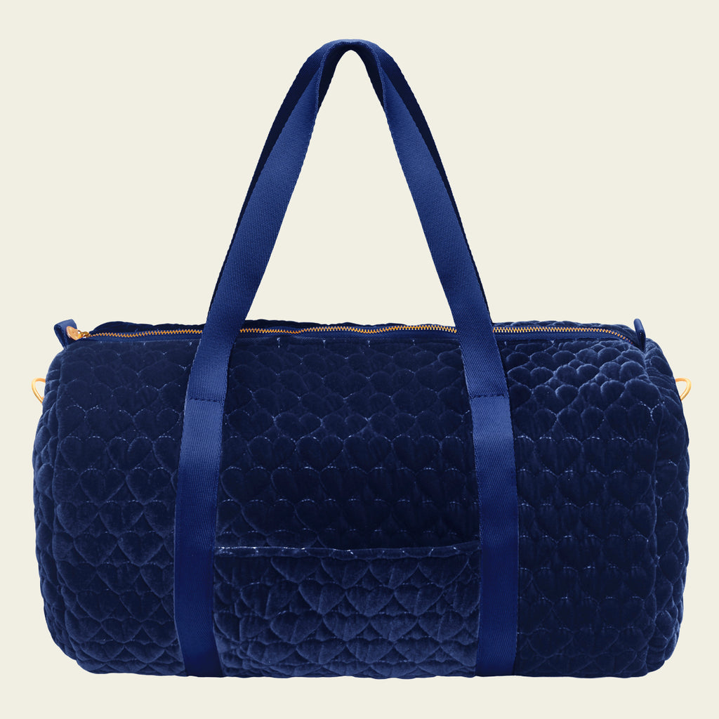 Kit Bolsa com Necessaires de Coração Matelado Azul Marinho