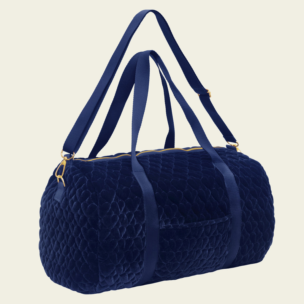 Kit Bolsa com Necessaires de Coração Matelado Azul Marinho