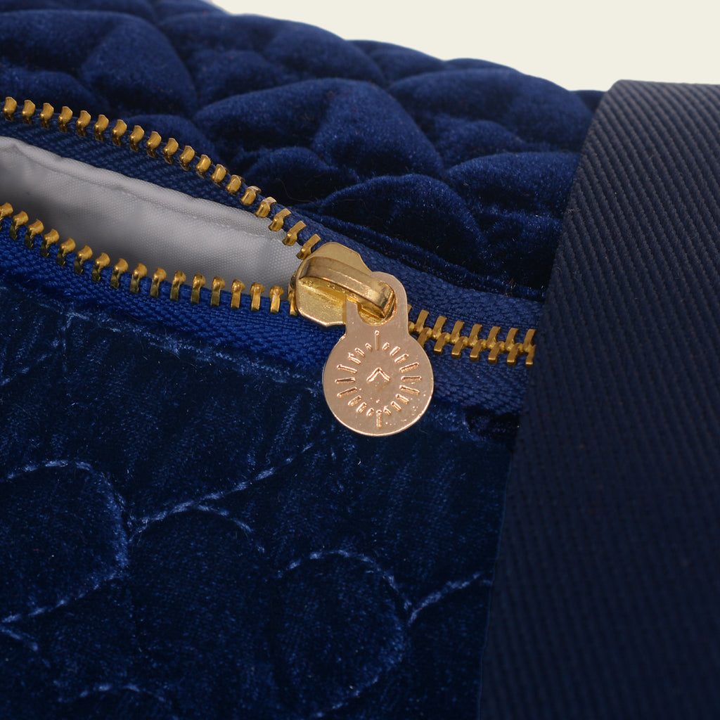 Kit Bolsa com Necessaires de Coração Matelado Azul Marinho