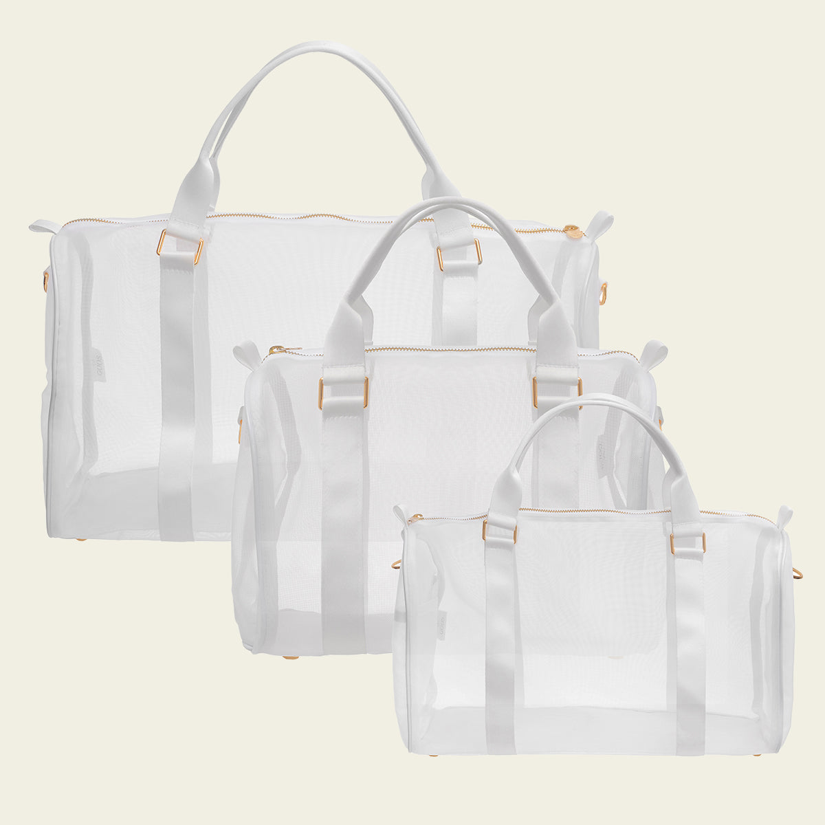 Kit Essencial de Bolsas em Tela Nylon Branca (P, M, G)