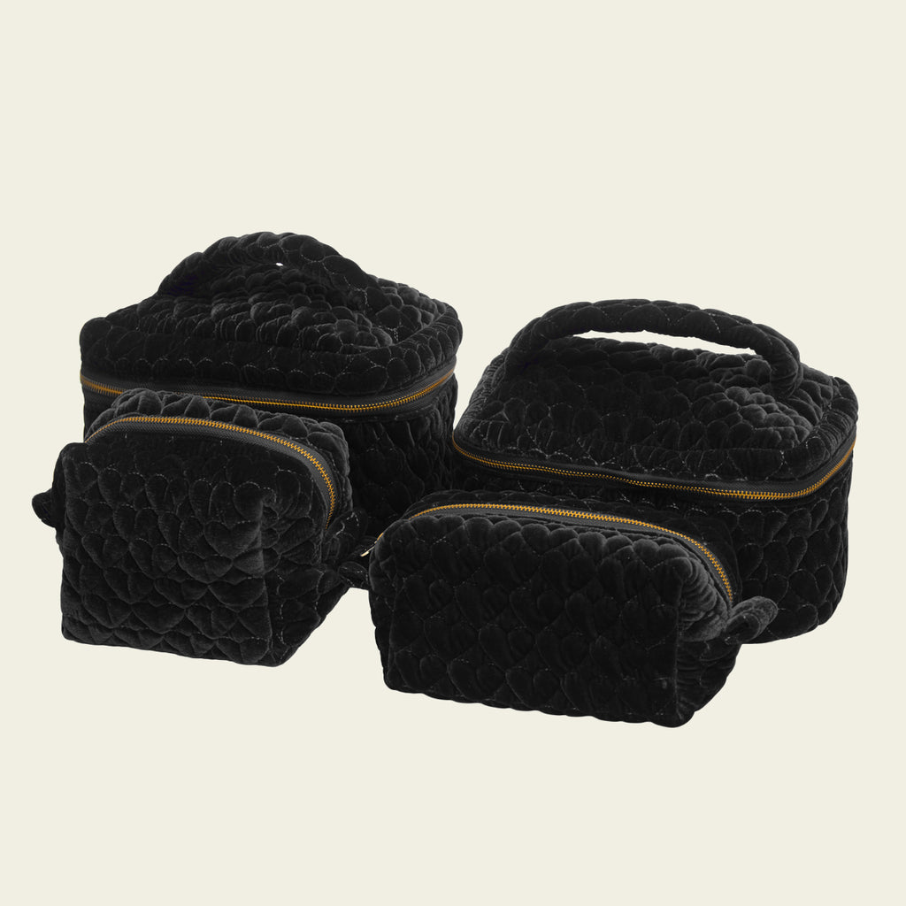 Kit Bolsas com Necessaire de Veludo Matelado Preta