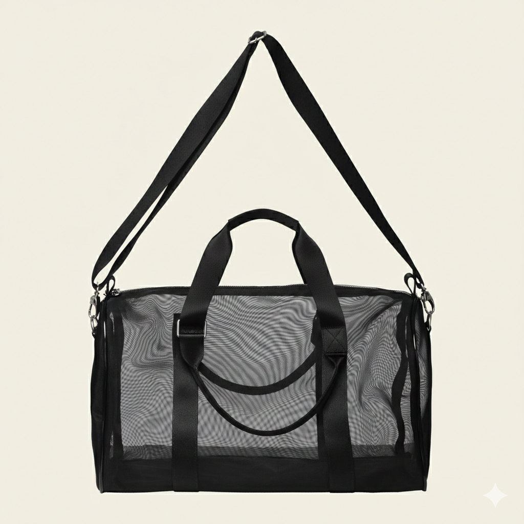 Kit Essencial de Bolsas em Tela Nylon Preta (P, M, G)