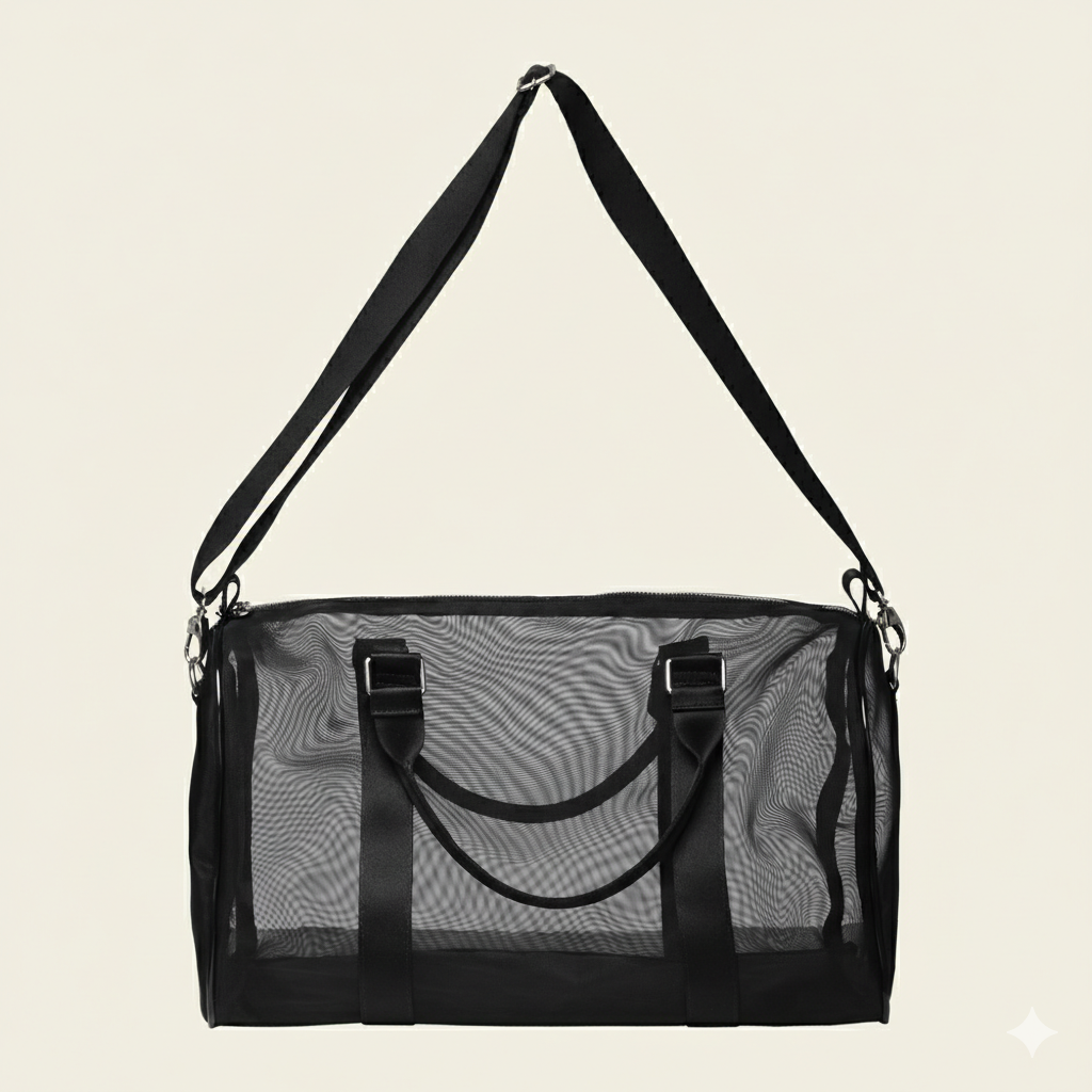 Kit Essencial de Bolsas em Tela Nylon Preta (P, M, G)